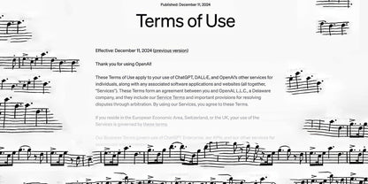 Terms &amp; Condition Opera: A Legalese Libretto, OpenAI Usage Policies