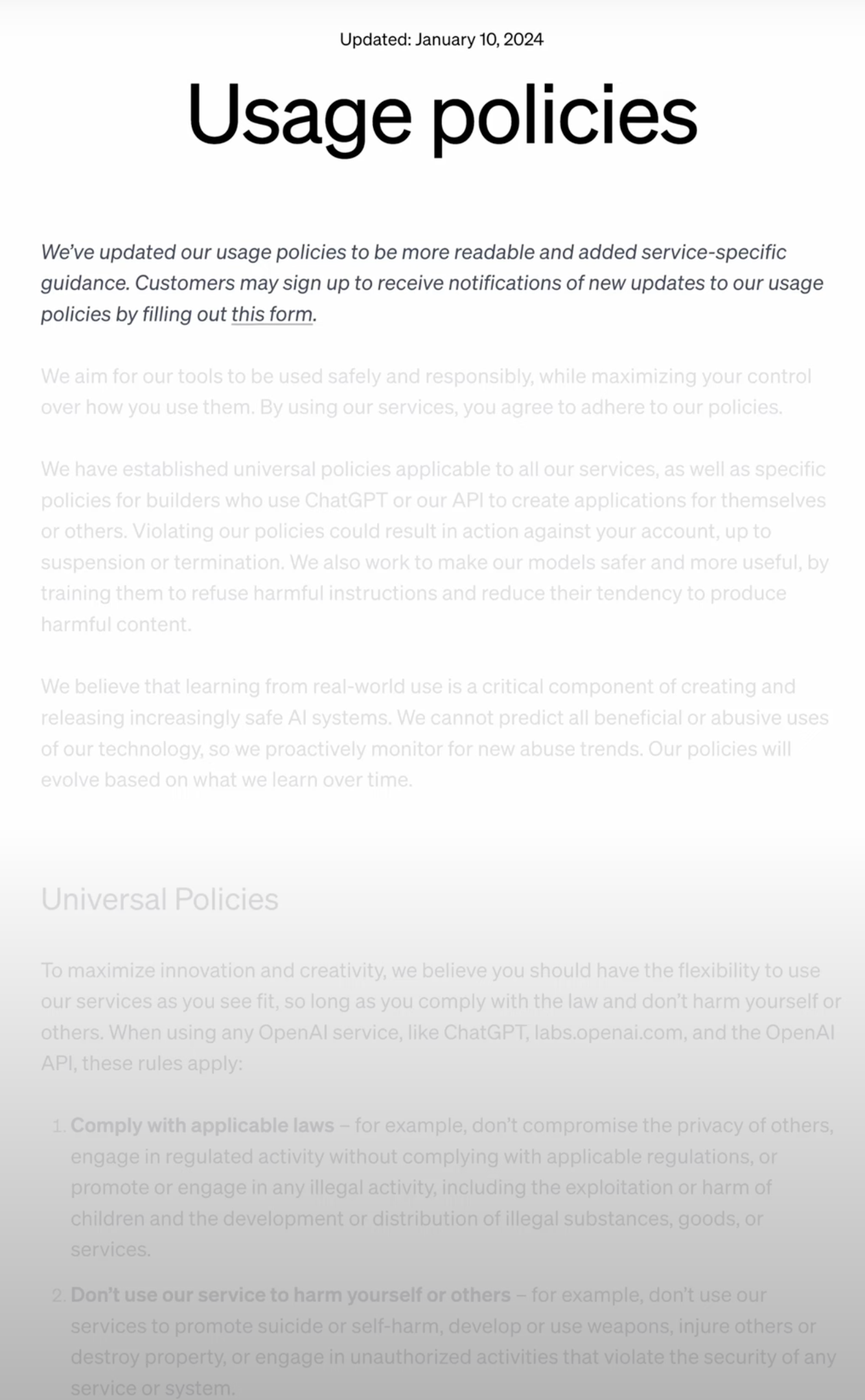 Terms &amp; Condition Opera: A Legalese Libretto, OpenAI Usage Policies